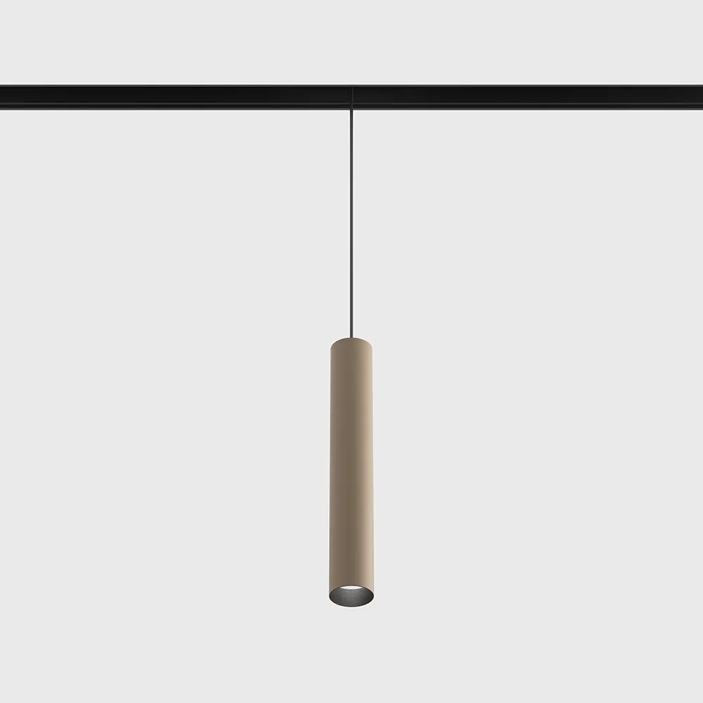 06.0320.8.930.SB_.2G_1 Suspended luminaire IN_LINE TUB S P 200, D30mm, H200mm, CREE LED 7W, 610Lm, 3000K, 50°, CRI>90, 48V, 2 groups, ON/OFF, IP20, sahara beige/black color — изображение 1