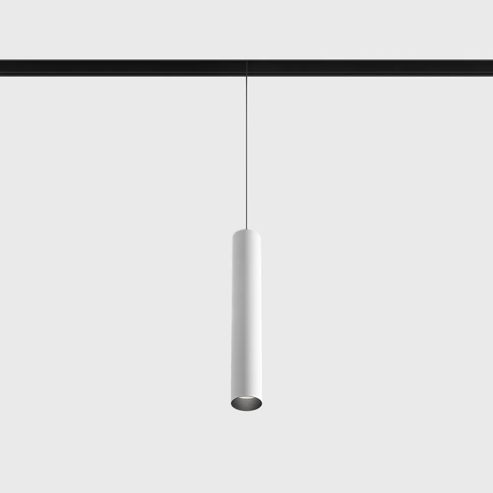 06.0320.8.930.WH_.DALI_.4x_1 Suspended luminaire IN_LINE TUB S P 200, D30mm, H200mm, CREE LED 7W, 610Lm, 3000K, 50°, CRI>90, 48V, 4 wired DIM DALI, IP20, white/black color — изображение 1