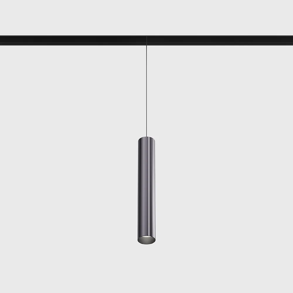 06.0320.8.940.DB_.DALI_.4x_1 Suspended luminaire IN_LINE TUB S P 200, D30mm, H200mm, CREE LED 7W, 610Lm, 4000K, 50°, CRI>90, 48V, 4 wired DIM DALI, IP20, diamond black/black color — изображение 1