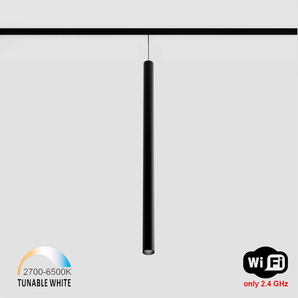 06.0360.8.TW_.BK_1 Suspended luminaire IN_LINE TUB S P 600 TW, D30mm, H60mm, LED 8W, TW DIM: 2700K(393Lm)-6500K(454Lm), 30°, CRI>90, 48V DС, IP20, black color — изображение 1