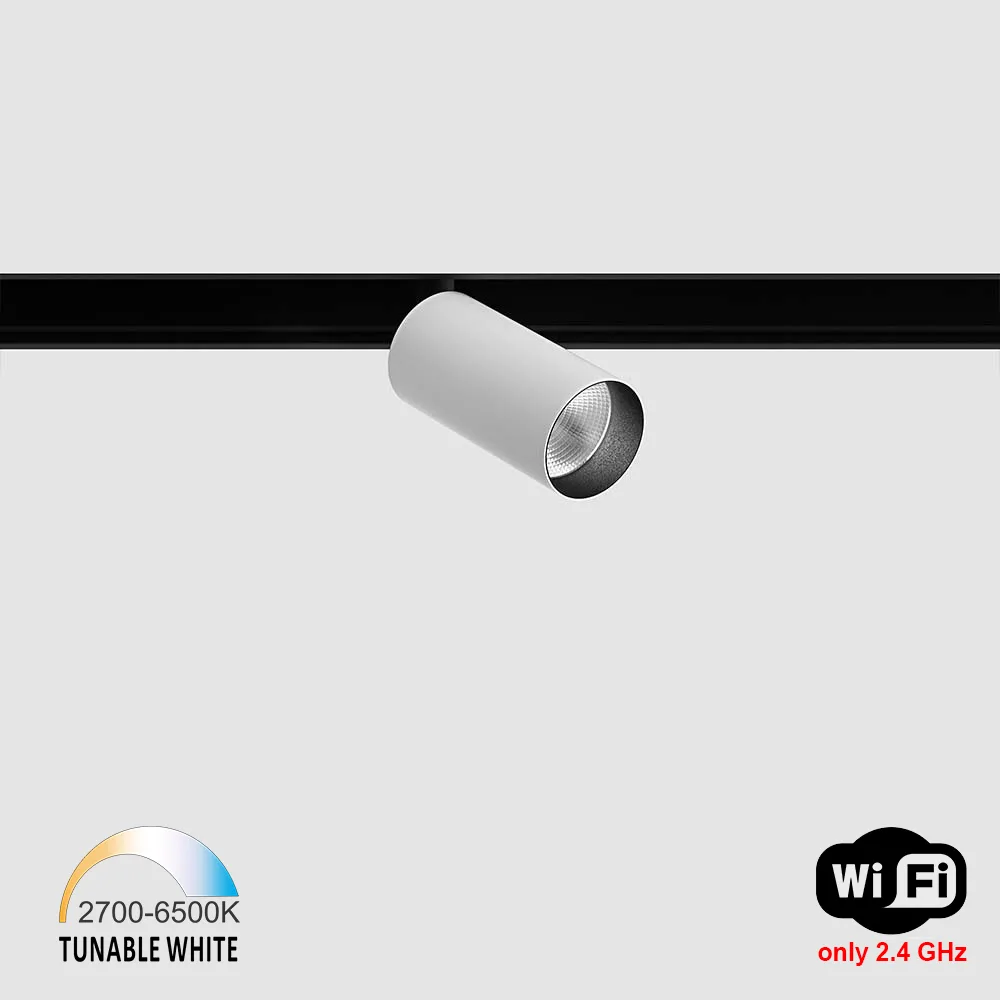 06.0361.6.TW_.WH_1 Spotlight IN_LINE TUB S A 60 TW, D30mm, H60mm, LED 6.3W, TW DIM: 2700K(393Lm)-6500K(454Lm), 30°, CRI>90, 48V DС, IP20, white/black color - imagine 1