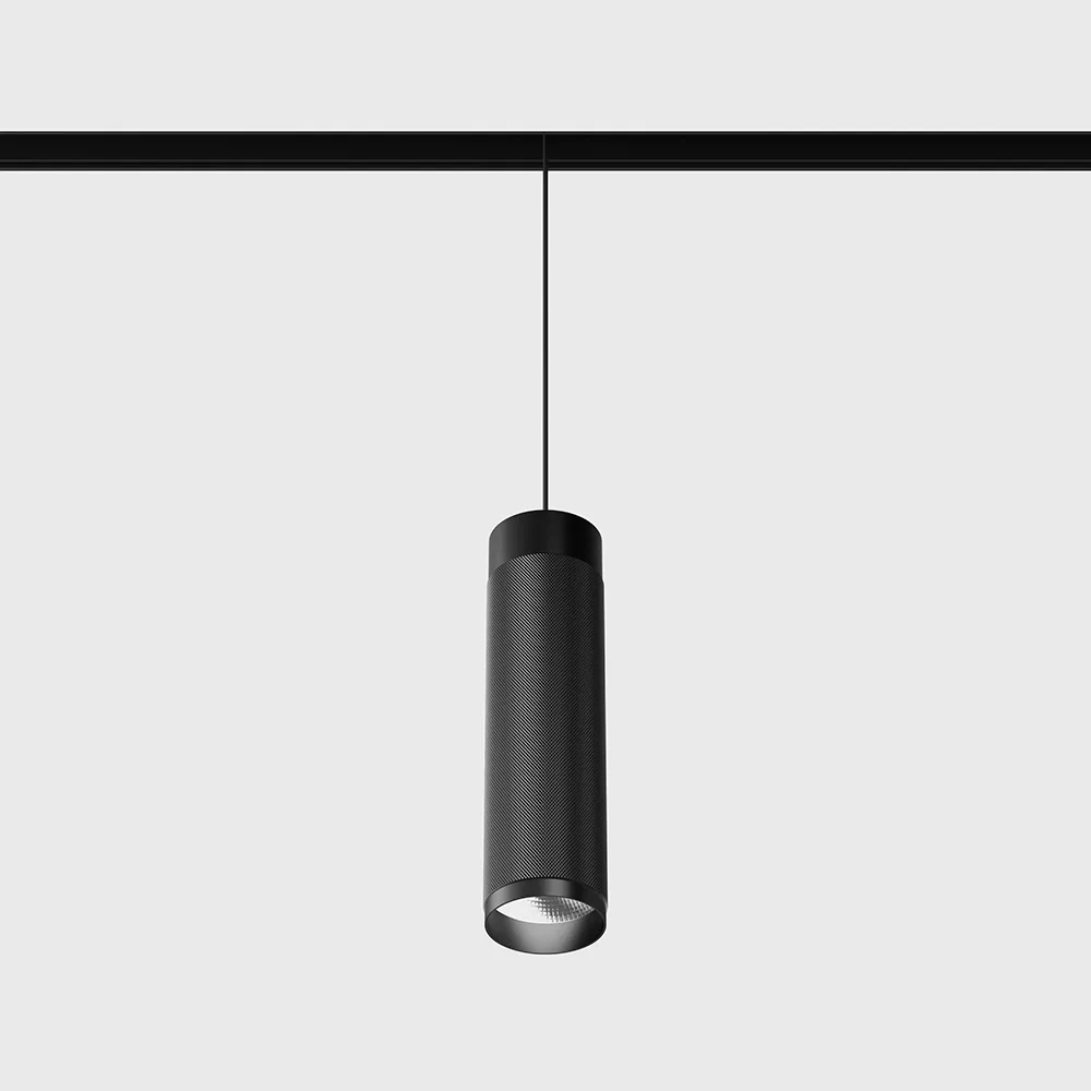 06.0521.19.930.BKG_.2G_1 Suspended luminaire IN_LINE TUB M P 200, D52mm, H200mm, CREE LED 10.8W, 3000K, 1120Lm, 50°, CRI>90, 48V, 2 groups, ON/OFF, IP20, black color — изображение 1