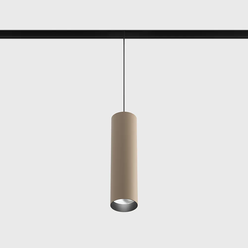06.0521.19.940.SB_.2G_1 Suspended luminaire IN_LINE TUB M P 200, D52mm, H200mm, CREE LED 10.8W, 4000K, 1120Lm, 50°, CRI>90, 48V, 2 groups, ON/OFF, IP20, sahara beige/black color - imagine 1