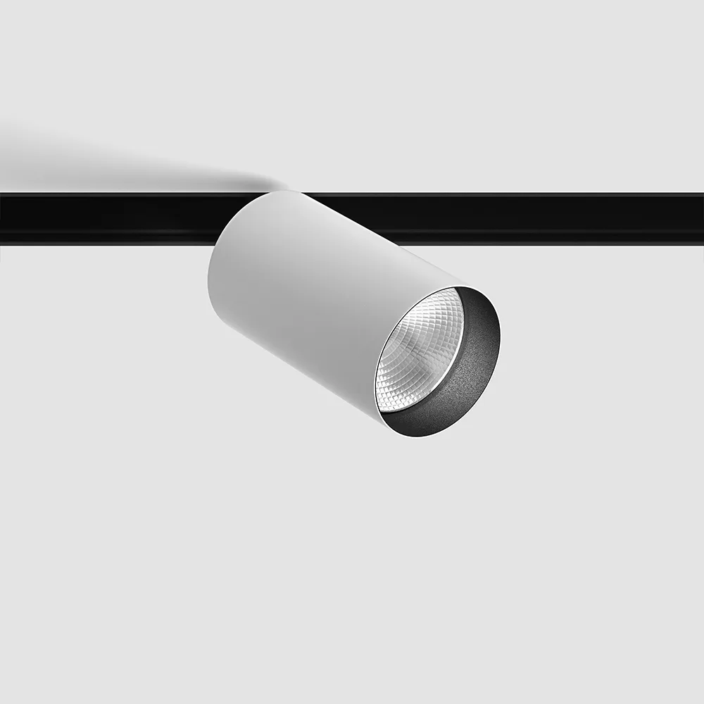 06.0591.14.940.WH_.2G_1 Spotlight IN_LINE TUB M A 90, D52mm, H90mm, CREE LED 10.8W, 4000K, 1120Lm, 50°, CRI>90, 48V, 2 groups, ON/OFF, IP20, white/black color — изображение 1