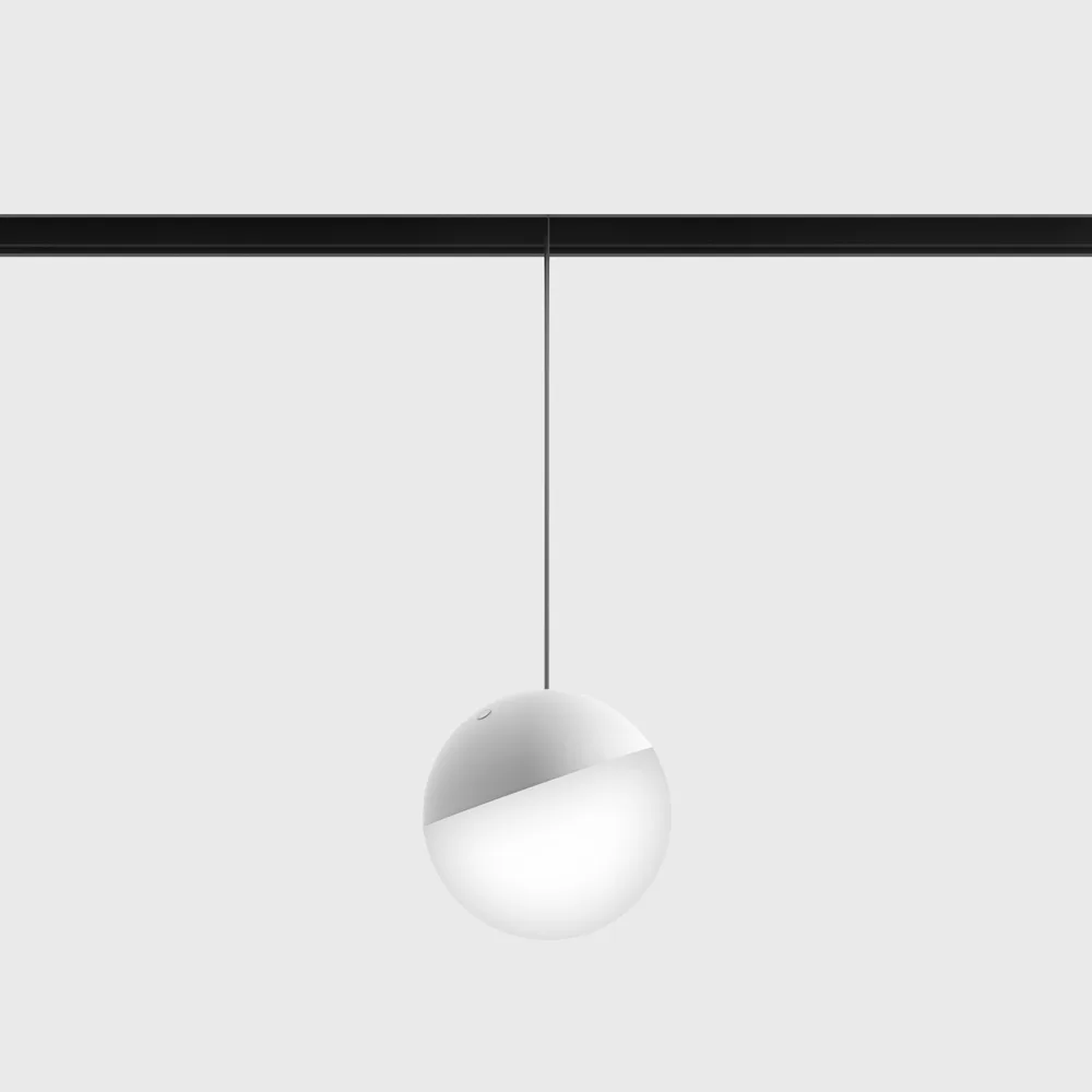 06.1000.7.930.WH_.DALI_.4x_1 Suspended luminaire IN_LINE BALL M, D100mm, H1500mm, CREE LED 7W, 590Lm, 3000K, 230°, CRI>90, 48V, 4 wired DIM DALI, IP20, opal, white/black color - imagine 1