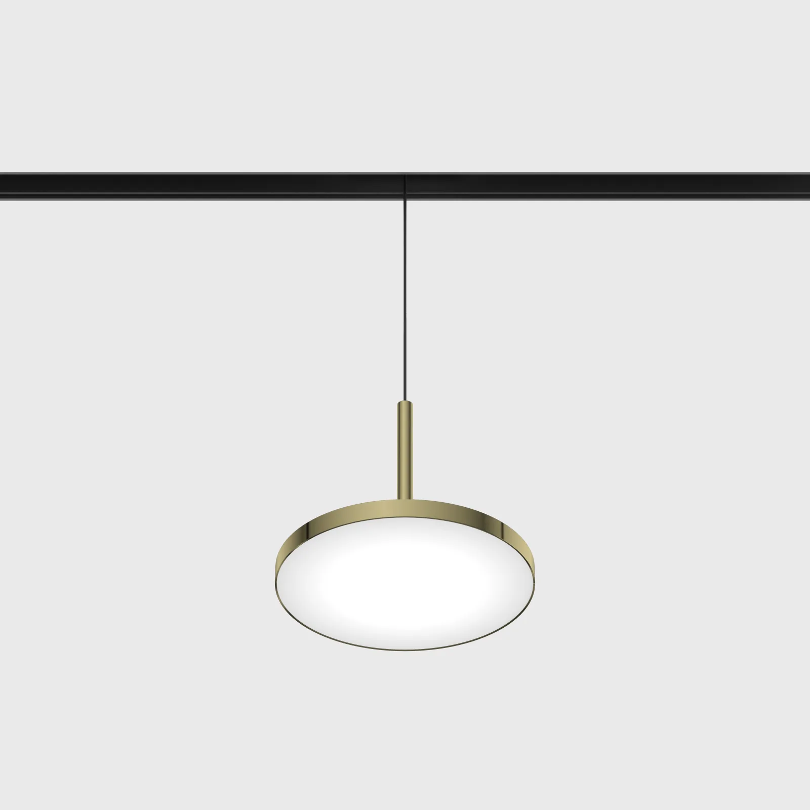 06.1570.15.930.BR_.DALI_.4x_1 Suspended luminaire IN_LINE DISK, D157mm, H150mm, Bridgelux LED 15W, 3000K, 113°, 715Lm, CRI>90, 48V, 4 wired DIM DALI, IP20, opal, brass/black color — изображение 1