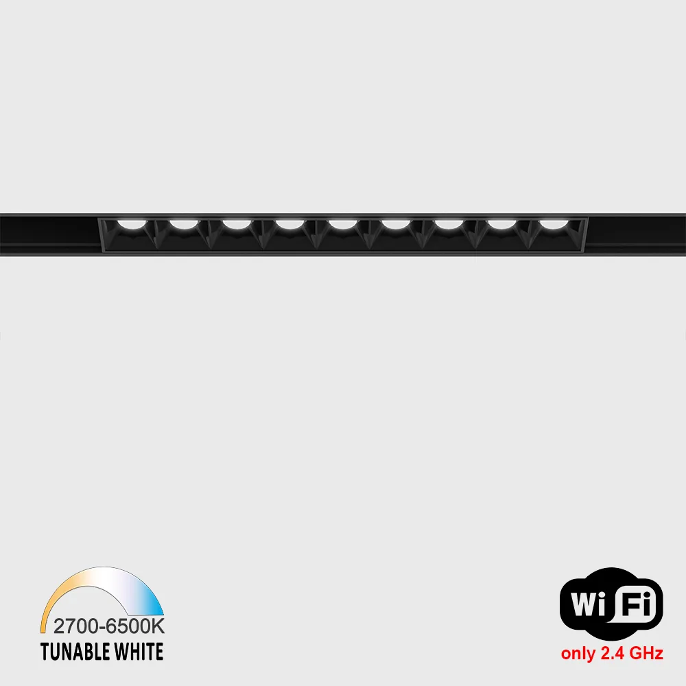 06.2051.10.TW_.BK_1 IN_LINE COMFORT 205 TW line light, L205mm, W24.5mm, H48mm, LED 10W, TW DIM: 2700K(563Lm)-6500K(632Lm), 20°, CRI>90, 48V DС, IP20, black color — изображение 1