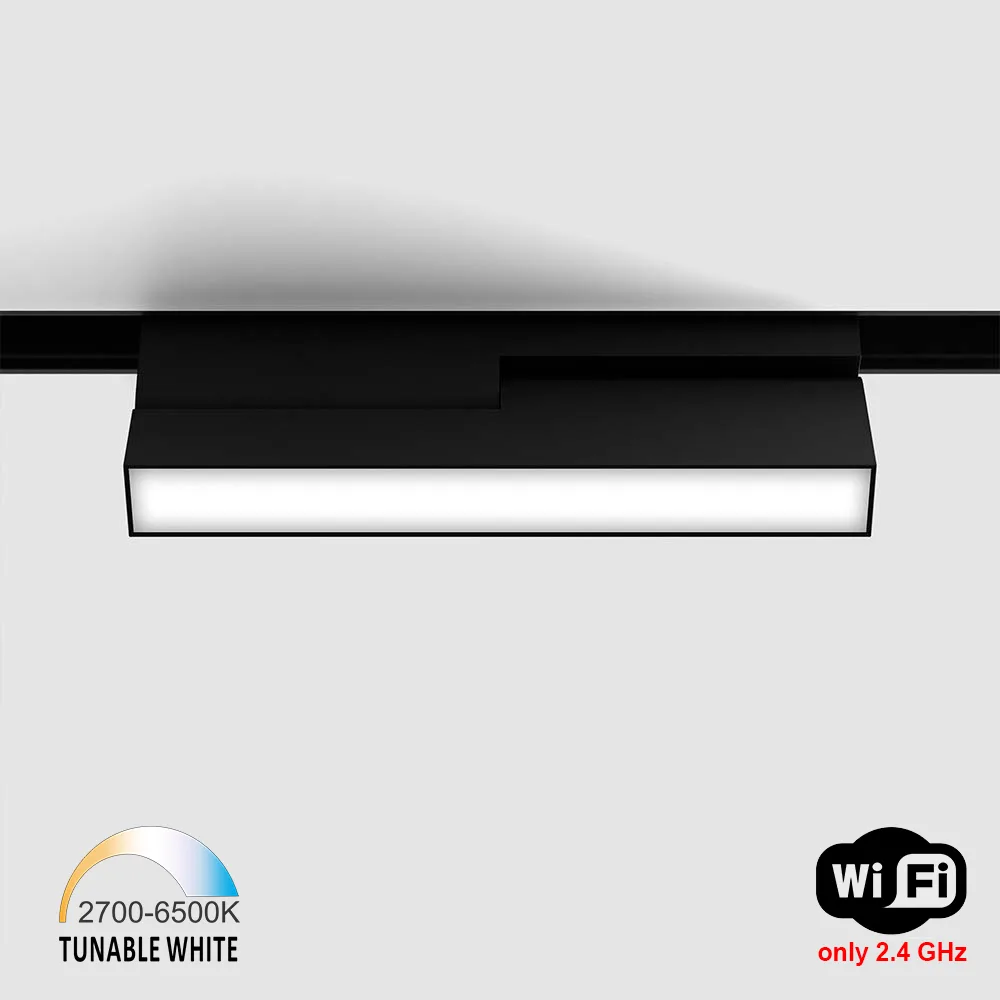 06.2053.6.TW_.BK_1 Spotlight IN_LINE LINEA B 205 TW, L205mm, W24.5mm, H107mm, LED 6W, TW DIM: 2700K(419Lm)-6500K(435Lm), CRI>90, 48V DС, IP20, opal, black color - imagine 1