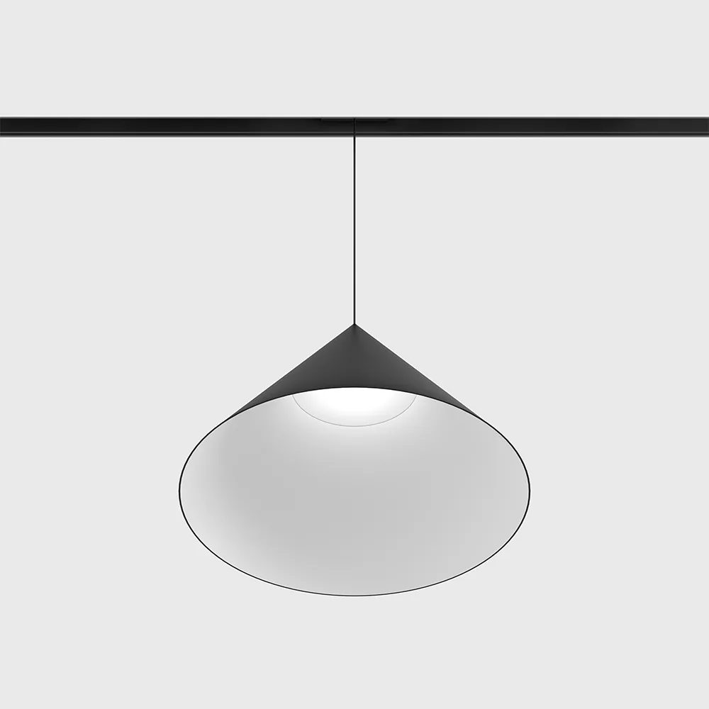 06.3200.12.930.BK_.DALI_.4x_1 Suspended luminaire IN_LINE CONE, D320mm, H210mm, Bridgelux LED 12W, 3000K, 50°, 715Lm, CRI>90, 48V, 4 wired DIM DALI, IP20, opal, black color - imagine 1