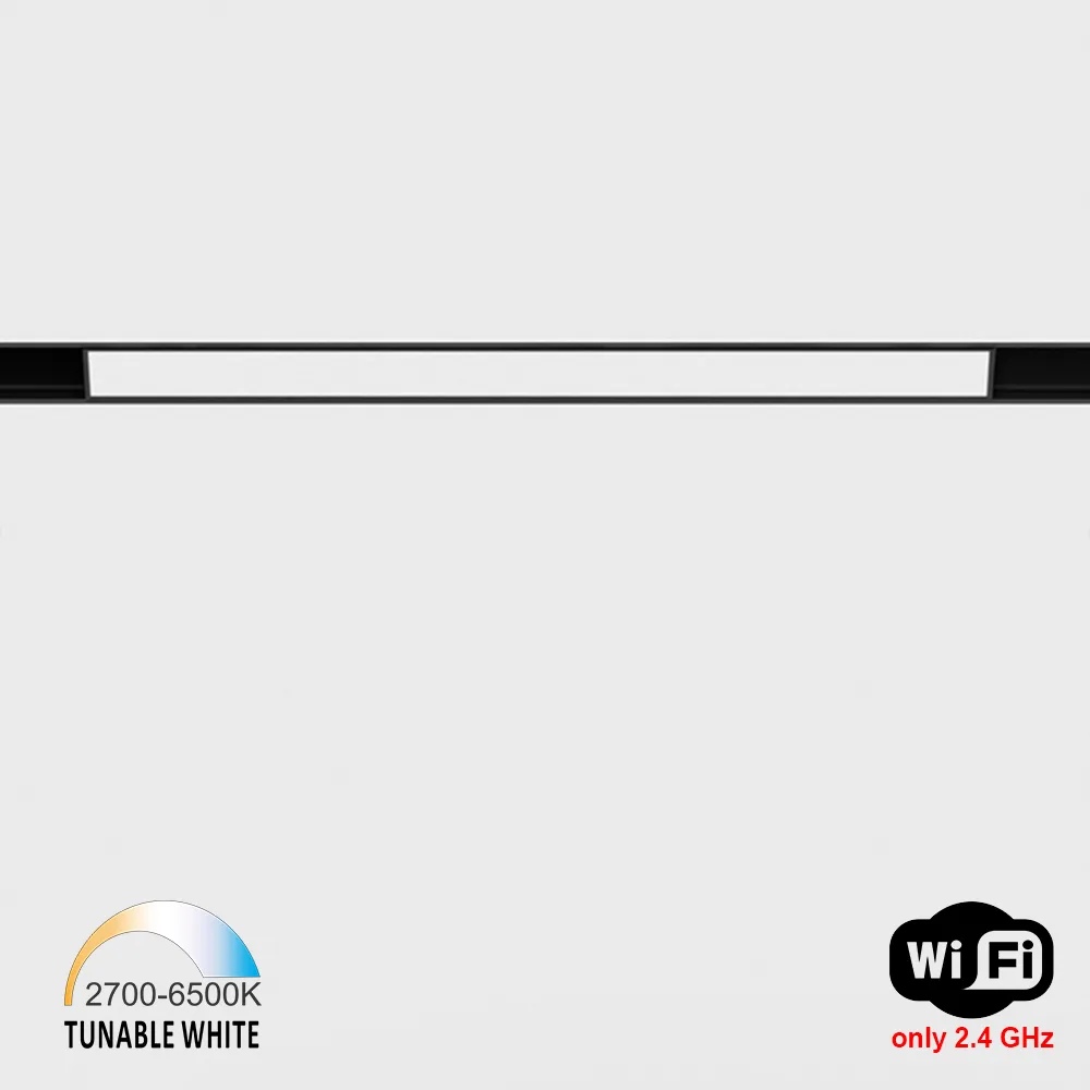 06.4070.11.TW_.BK_1 IN_LINE LINEA 407 TW line light, L407mm, W24.5mm, H48mm, LED 11W, TW DIM: 2700K(733Lm)-6500K(834Lm), CRI>90, 48V DС, IP20, opal, black color - imagine 1