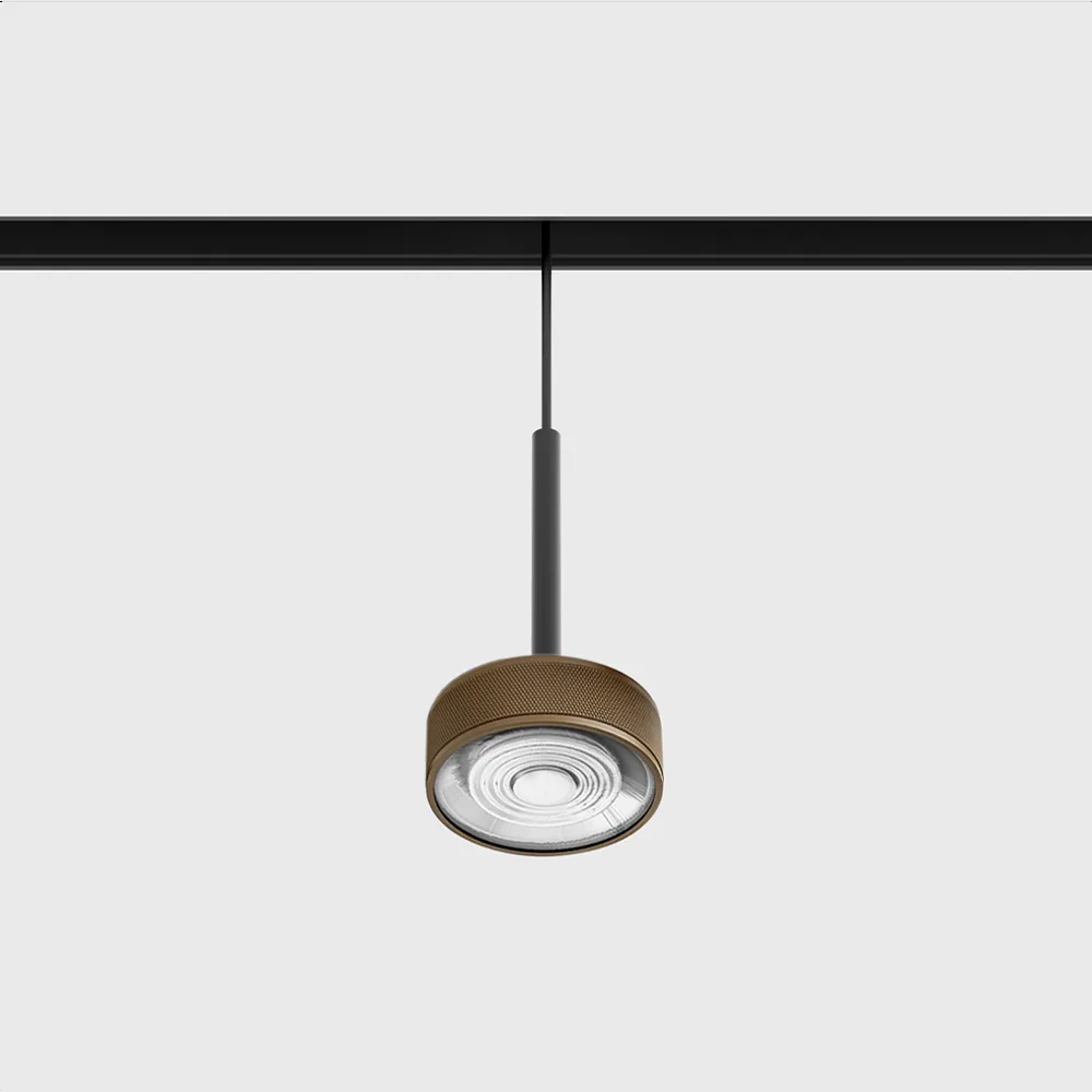 06.7530.7.930.CFG_BK.DALI_.4x_1 Suspended luminaire IN_LINE SOL MINI P, D75mm, H135mm, LED 7W, 610Lm, 3000K, 24°, CRI>90, 48V, 4 wired DIM DALI, IP20, coffee/black color — изображение 1