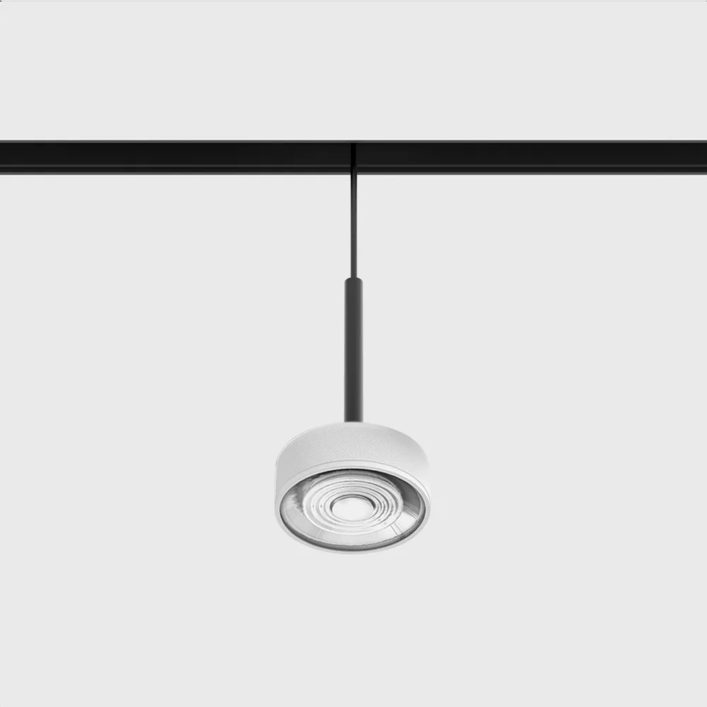 06.7530.7.930.WHG_BK.2G_1 Suspended luminaire IN_LINE SOL MINI P, D75mm, H135mm, LED 7W, 610Lm, 3000K, 24°, CRI>90, 48V, 2 groups, ON/OFF, IP20, white/black color - imagine 1