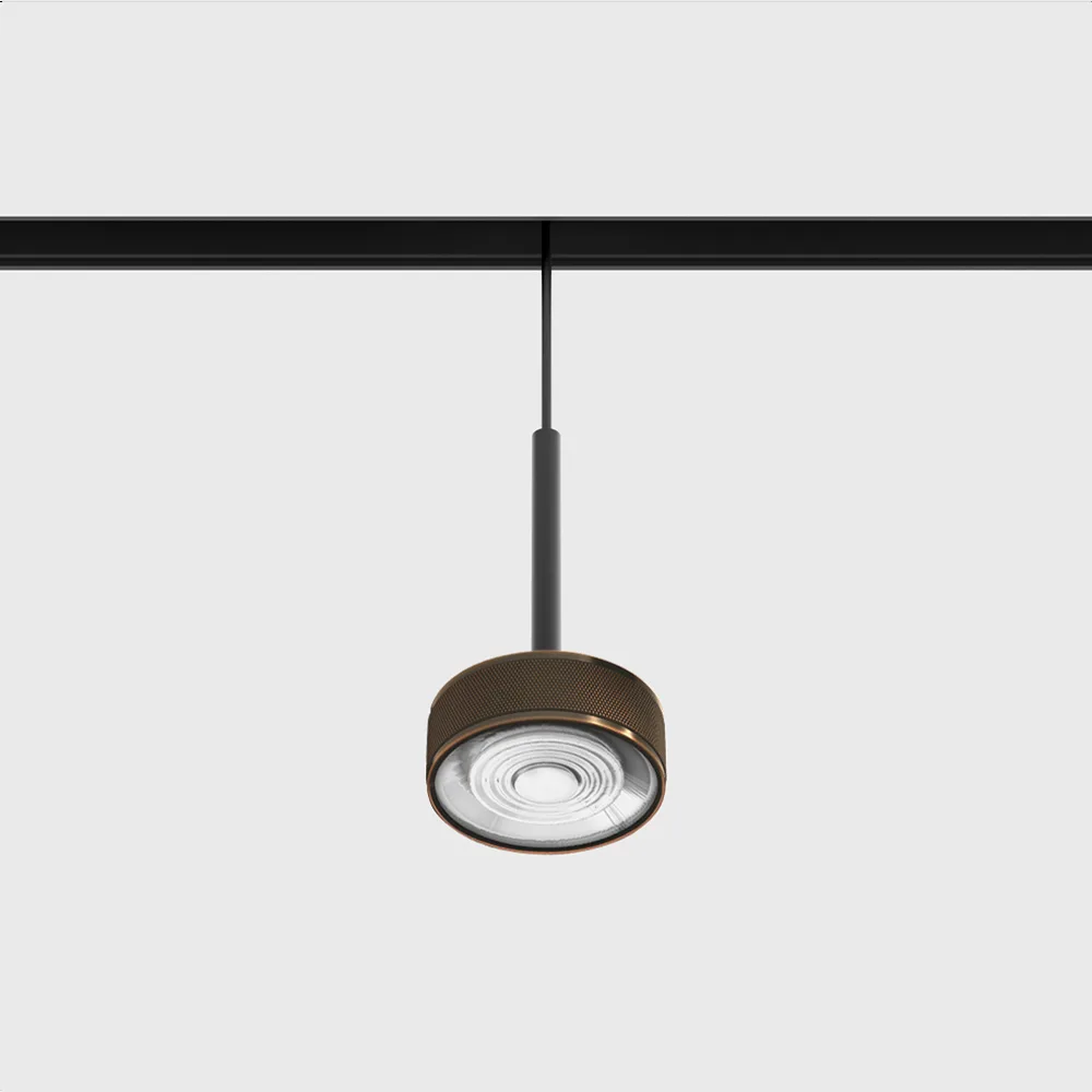 06.7530.7.940.CPG_BK.DALI_.4x_1 Suspended luminaire IN_LINE SOL MINI P, D75mm, H135mm, LED 7W, 610Lm, 4000K, 24°, CRI>90, 48V, 4 wired DIM DALI, IP20, сopper/black color — изображение 1