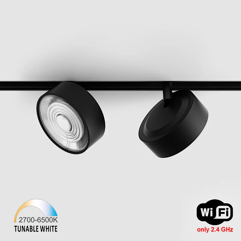06.9533.13.TW_.BK_1 Spotlight IN_LINE SOL TW, D95mm, H33mm, LED 13W, TW DIM: 2700K(881Lm)-6500K(1025Lm), 24°, CRI>90, 48V DС, IP20, black color - imagine 1