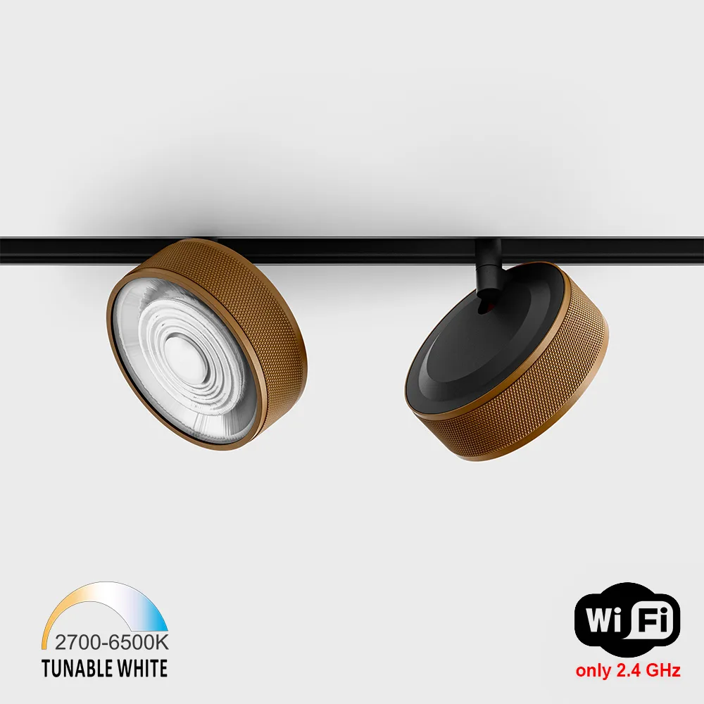 06.9533.13.TW_.CFG_BK_1 Spotlight IN_LINE SOL TW, D95mm, H33mm, LED 13W, TW DIM: 2700K(881Lm)-6500K(1025Lm), 24°, CRI>90, 48V DС, IP20, coffee/black color — изображение 1