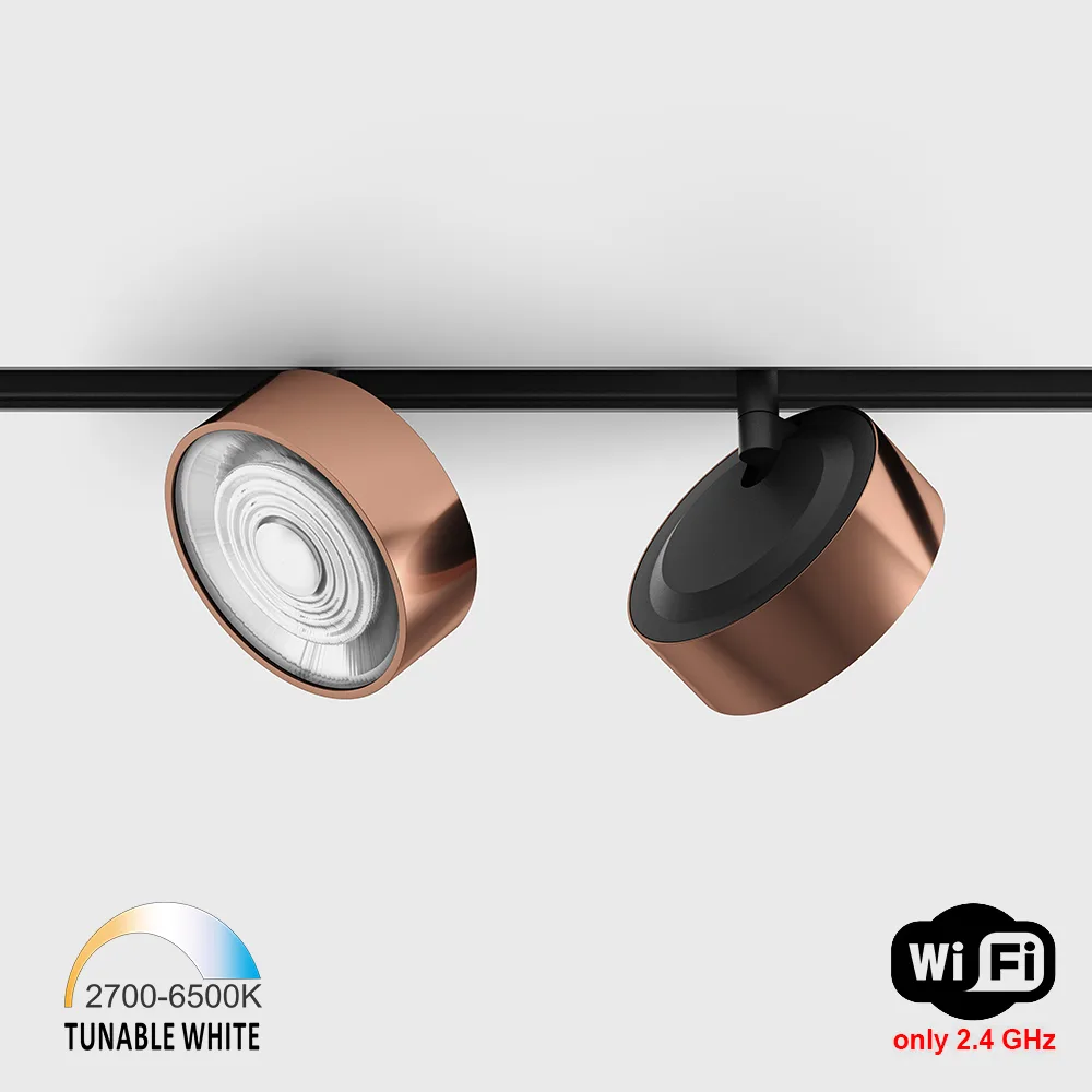 06.9533.13.TW_.CP_BK_1 Spotlight IN_LINE SOL TW, D95mm, H33mm, LED 13W, TW DIM: 2700K(881Lm)-6500K(1025Lm), 24°, CRI>90, 48V DС, IP20, сopper/black color — изображение 1