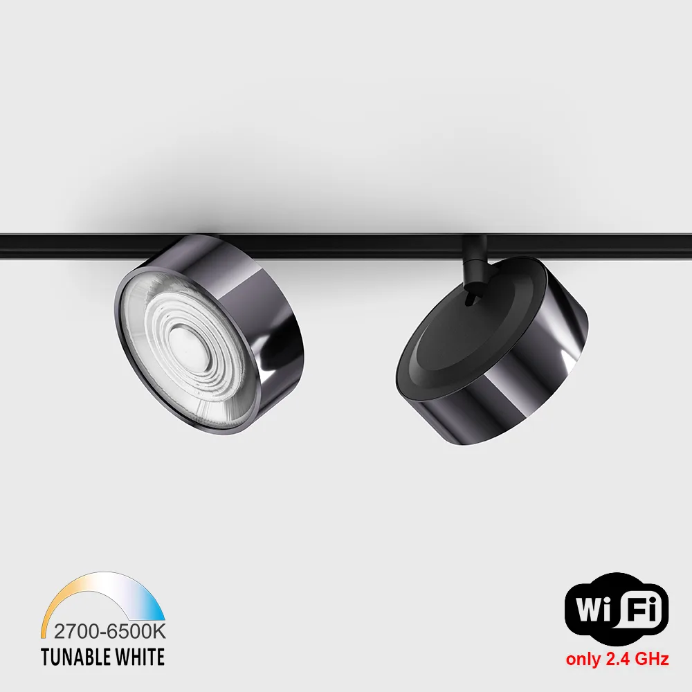 06.9533.13.TW_.DB_BK_1 Spotlight IN_LINE SOL TW, D95mm, H33mm, LED 13W, TW DIM: 2700K(881Lm)-6500K(1025Lm), 24°, CRI>90, 48V DС, IP20, diamond black/black color - imagine 1